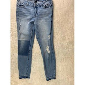 Cred Size 9 Womens Crop Jeans Skinny Mid Rise Light Wash Stretch RawHem …